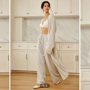 Belted Linen Draped Maxi Shirt/Robe